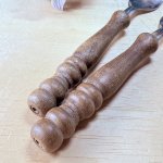 画像4: 純喫茶　昭和レトロなウッドフォーク5本セット　木製 (4)