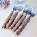 画像2: 純喫茶　昭和レトロなウッドフォーク5本セット　木製 (2)