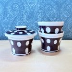 画像1: 有田焼　ルリ水玉　茶碗蒸し器　蓋あり1個　蓋なし2個のセット (1)