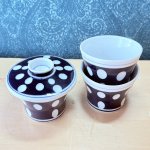 画像2: 有田焼　ルリ水玉　茶碗蒸し器　蓋あり1個　蓋なし2個のセット (2)