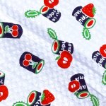 画像4: 昭和レトロ　りんご　いちご　チェリーの缶詰　コットン　綿　サッカー生地　はぎれ　76×132cm (4)