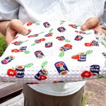 画像5: 昭和レトロ　りんご　いちご　チェリーの缶詰　コットン　綿　サッカー生地　はぎれ　76×132cm (5)