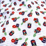 画像7: 昭和レトロ　りんご　いちご　チェリーの缶詰　コットン　綿　サッカー生地　はぎれ　76×132cm (7)