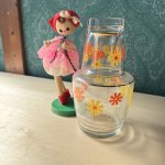 画像2: ADERIA アデリア　クラウン冠水瓶ガラスピッチャー　デイジー花柄　オレンジ　 (2)