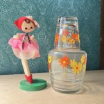 画像3: ADERIA アデリア　クラウン冠水瓶ガラスピッチャー　デイジー花柄　オレンジ　 (3)