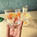 画像6: ADERIA アデリア　クラウン冠水瓶ガラスピッチャー　デイジー花柄　オレンジ　 (6)