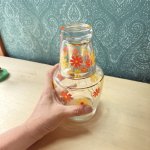 画像7: ADERIA アデリア　クラウン冠水瓶ガラスピッチャー　デイジー花柄　オレンジ　 (7)