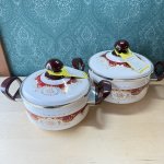 画像2: 富士ホーローハニーウェア　ゴージャスな花柄ホーロー両手鍋　19cm　21cm　各種 (2)