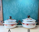 画像5: 富士ホーローハニーウェア　ゴージャスな花柄ホーロー両手鍋　19cm　21cm　各種 (5)
