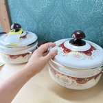 画像12: 富士ホーローハニーウェア　ゴージャスな花柄ホーロー両手鍋　19cm　21cm　各種 (12)
