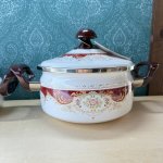 画像14: 富士ホーローハニーウェア　ゴージャスな花柄ホーロー両手鍋　19cm　21cm　各種 (14)