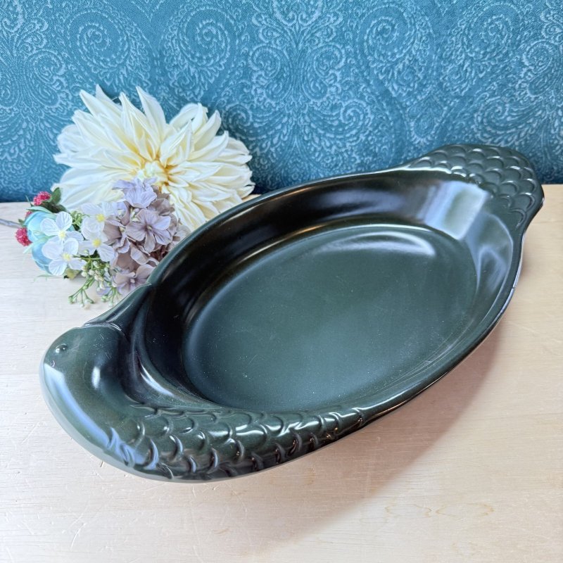 画像1: wald made in italy　オーバルプレート　鳥　green　イタリア食器 (1)