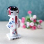 画像1: お土産こけし　大理石コケシ　湯本温泉　女の子 (1)