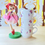 画像2: レトロポップ　昭和レトロなピンク花柄のスタッキングマグカップ　1個〜 (2)