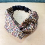 画像2: 梅雨の季節に便利なhäpihäpi handmade ねじりヘアターバン　ヘアバンド　カチューム　綿ビエラモダン柄 (2)