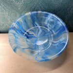 画像1: 大きな洗い桶　洗面器　ブルー系マーブル (1)