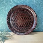画像1: 久留米籃胎漆器　丸　漆　透かし　盆　 (1)