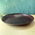 画像4: 久留米籃胎漆器　丸　漆　透かし　盆　 (4)