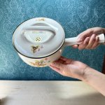画像8: EVER　WARE　エバーウエア　Toshin　ずっしり重いアイボリーカラーのホーロー片手鍋　花柄　18cm (8)