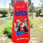 画像1: ポパイ　Popeye　エプロン　大人サイズ　赤　未使用 (1)