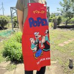 画像2: ポパイ　Popeye　エプロン　大人サイズ　赤　未使用 (2)