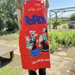 画像4: ポパイ　Popeye　エプロン　大人サイズ　赤　未使用 (4)