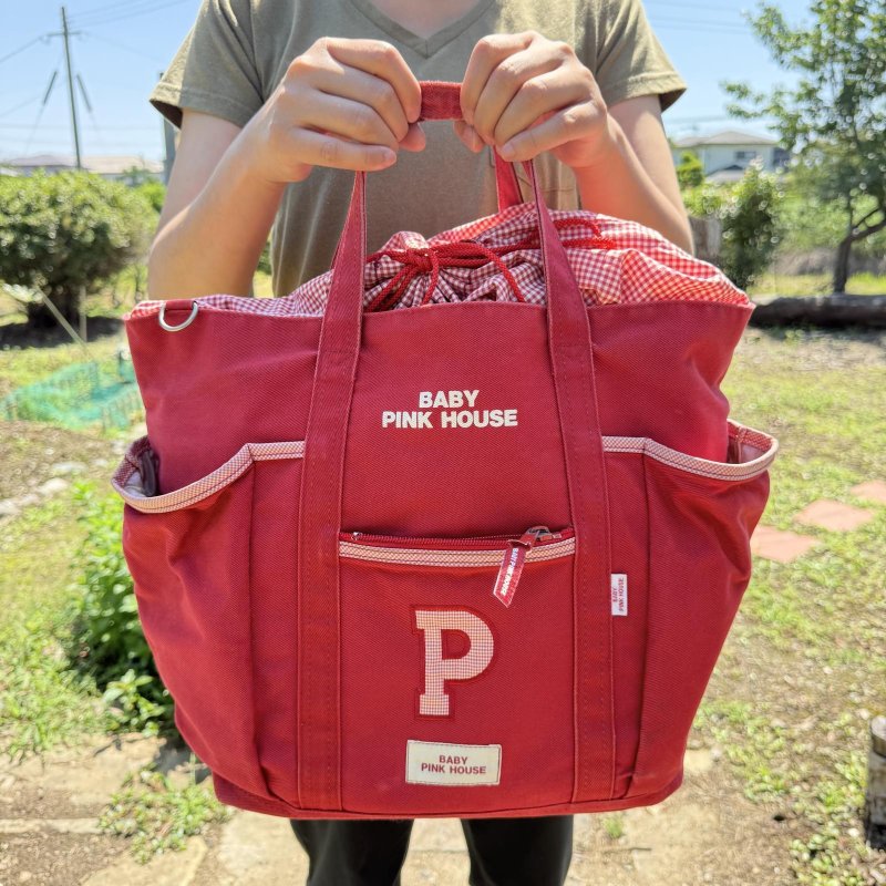 画像1: ピンクハウス　pinkHouse　vintage　マザーズバッグ　赤チェック　ビッグトートバッグ (1)