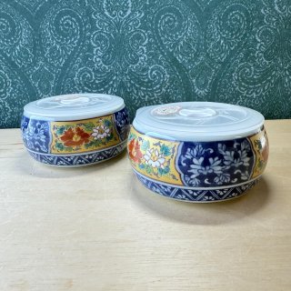和風陶器の蓋付容器 小物入れ つまみが可愛い！