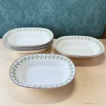 画像7: グリーンのレトロ模様が素敵なカレーシチュー皿　楕円形　深皿　1枚〜 (7)