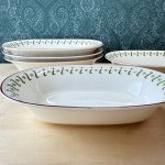 画像8: グリーンのレトロ模様が素敵なカレーシチュー皿　楕円形　深皿　1枚〜 (8)