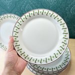 画像4: グリーンのレトロ模様が素敵なプレート皿　19cm　1枚〜 (4)