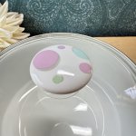 画像2: ガラス蓋　カラフル水玉のホーロー片手鍋　16cm　ウッドハンドル (2)