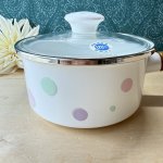 画像3: ガラス蓋　カラフル水玉のホーロー片手鍋　16cm　ウッドハンドル (3)