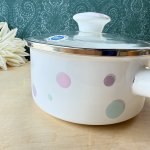 画像6: ガラス蓋　カラフル水玉のホーロー片手鍋　16cm　ウッドハンドル (6)