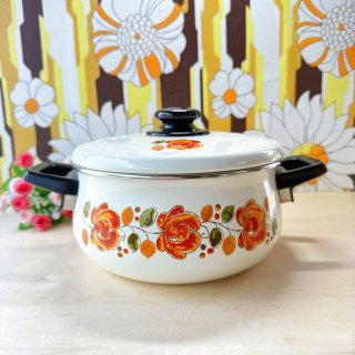 Amazon.co.jp: 象印 ホーロー鍋 両手鍋 片手鍋セット レトロ 花
