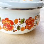 画像4: PAPPY　WARE　花柄のホーロー両手鍋　オレンジ系　20cm2.7ℓ (4)