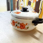 画像6: PAPPY　WARE　花柄のホーロー両手鍋　オレンジ系　20cm2.7ℓ (6)