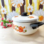 画像8: PAPPY　WARE　花柄のホーロー両手鍋　オレンジ系　20cm2.7ℓ (8)