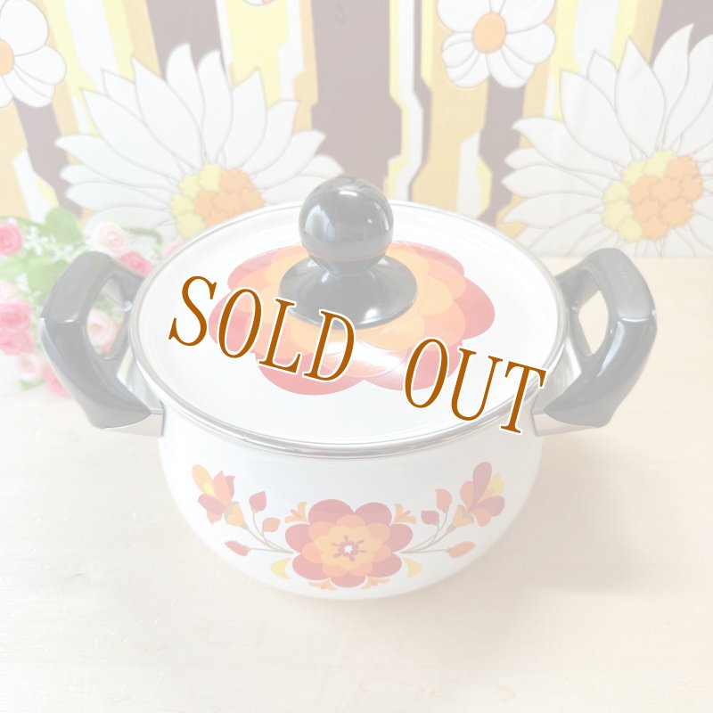 画像2: マルビシ　ホーローウェア　花柄両手鍋　レトロポップオレンジ　18cm2ℓ (2)