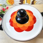画像5: マルビシ　ホーローウェア　花柄両手鍋　レトロポップオレンジ　18cm2ℓ (5)