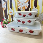 画像1: EJIRY　エジリー蓋付ホーローバット　strawberry　いちご　ストロベリー　保存容器　小中大　3個セット (1)
