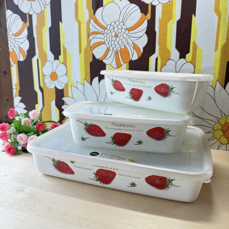 画像8: EJIRY　エジリー蓋付ホーローバット　strawberry　いちご　ストロベリー　保存容器　小中大　3個セット (8)