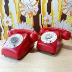 画像1: 昔のおもちゃの電話？　赤電話　Bell hone　2個セット (1)
