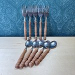画像1: 純喫茶　昭和レトロなカレースプーン5本とフォーク5本の10本セット！　木製　ウッド (1)