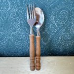画像4: 純喫茶　昭和レトロなカレースプーン5本とフォーク5本の10本セット！　木製　ウッド (4)