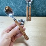 画像6: 純喫茶　昭和レトロなカレースプーン5本とフォーク5本の10本セット！　木製　ウッド (6)