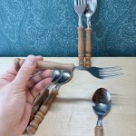 画像7: 純喫茶　昭和レトロなカレースプーン5本とフォーク5本の10本セット！　木製　ウッド (7)