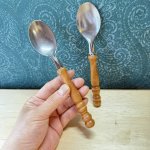 画像1: 純喫茶　昭和レトロなスプーン2本セット　ウッドタイプ　木製 (1)