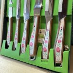 画像2: デラックス　6ピース　キッチンナイフセット　花柄の持ち手　薔薇　包丁セット (2)