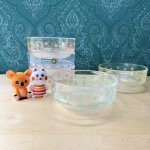画像1: HOYA　保谷ガラス　レトロポップ柄の５色のガラスの器セット　 (1)